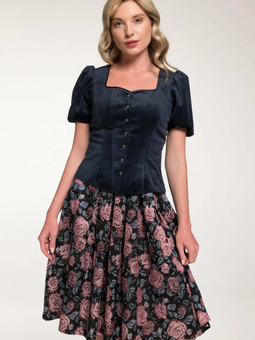 Spieth & Wenksy Blusen*Damen Trachtenmieder - Griffin blau uni