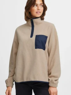 OXMO Sweatshirts & Sweatjacken*Damen Troyer - OXPiala beige gemustert