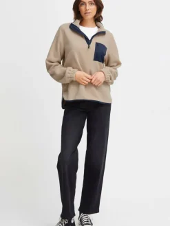 OXMO Sweatshirts & Sweatjacken*Damen Troyer - OXPiala beige gemustert