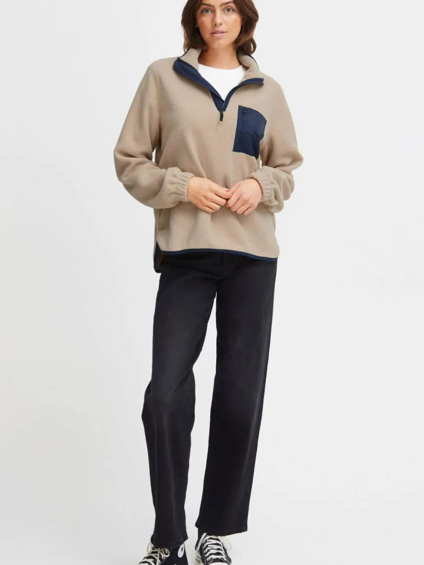 OXMO Sweatshirts & Sweatjacken*Damen Troyer - OXPiala beige gemustert