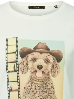 zero Shirts & Tops*Damen T-Shirt ecru braun bedruckt