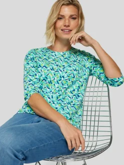 RABE Shirts & Tops*Damen T-Shirt grün gemustert