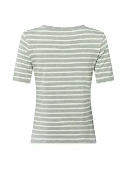 comma Shirts & Tops*Damen T-Shirt hellgrau ecru gestreift