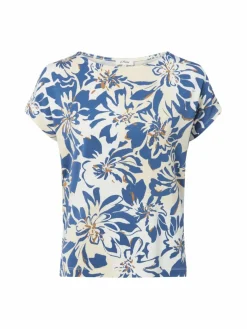 s.Oliver Shirts & Tops*Damen T-Shirt weiß blau gemustert
