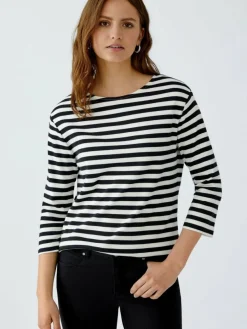 Oui Shirts & Tops*Damen T-Shirt schwarz weiß gestreift