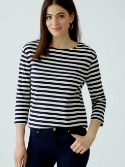 Oui Shirts & Tops*Damen T-Shirt weiß blau gestreift