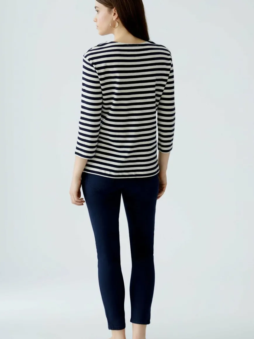 Oui Shirts & Tops*Damen T-Shirt weiß blau gestreift