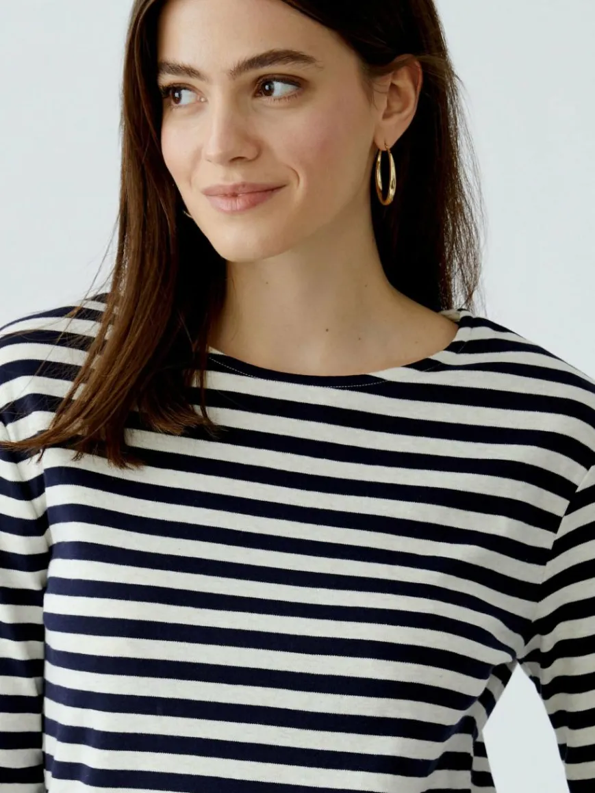 Oui Shirts & Tops*Damen T-Shirt weiß blau gestreift