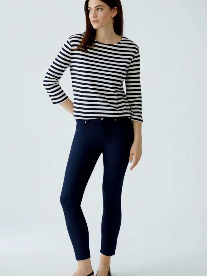 Oui Shirts & Tops*Damen T-Shirt weiß blau gestreift