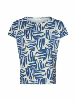 s.Oliver Shirts & Tops*Damen T-Shirt indigo ecru gemustert
