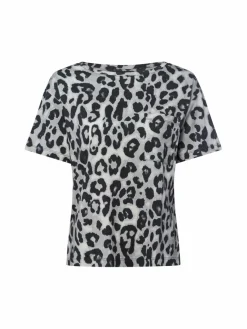 Monari Shirts & Tops*Damen T-Shirt schwarz hellgrau gemustert