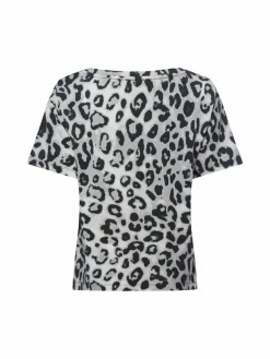 Monari Shirts & Tops*Damen T-Shirt schwarz hellgrau gemustert