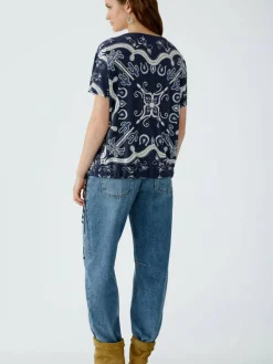 Oui Shirts & Tops*Damen T-Shirt blau bedruckt