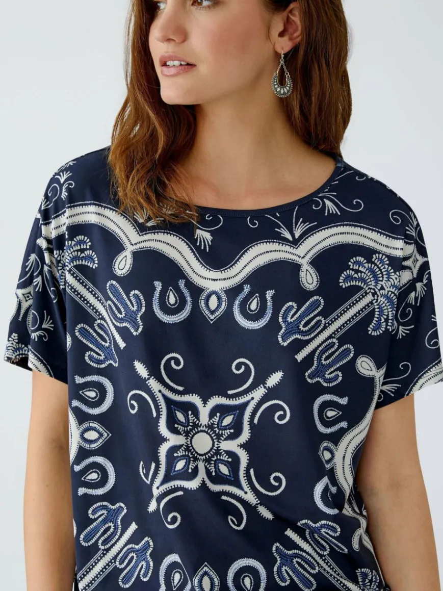Oui Shirts & Tops*Damen T-Shirt blau bedruckt
