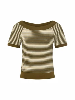 zero Shirts & Tops*Damen T-Shirt khaki weiß gestreift