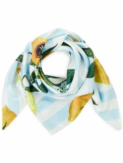 Another Cotton Lab Schals & Tücher*Damen Tuch zitrone hellblau gemustert