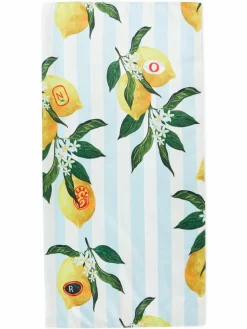 Another Cotton Lab Schals & Tücher*Damen Tuch zitrone hellblau gemustert