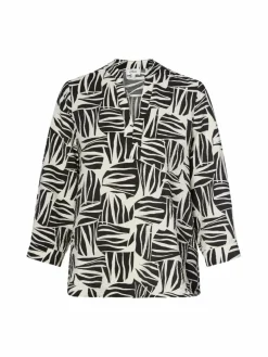 s.Oliver Blusen*Damen Tunikabluse schwarz ecru gemustert