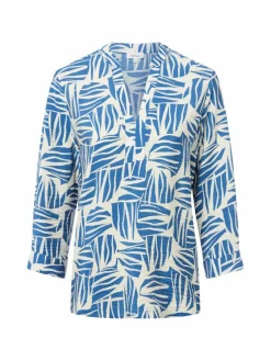 s.Oliver Blusen*Damen Tunikabluse indigo ecru gemustert