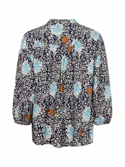 More & More Blusen*Damen Tunikabluse marine mehrfarbig gemustert