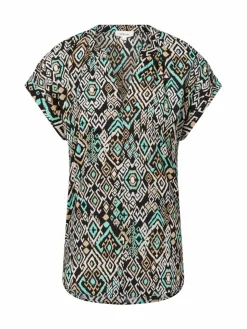s.Oliver Blusen*Damen Tunikabluse schwarz mint gemustert