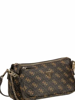 GUESS Taschen & Rucksäcke*Damen Umhängetasche - Noelle II Double Pouch CB 72710 Logo braun uni