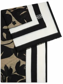 Marc O'Polo Schals & Tücher*Damen Webschal mit Leinen-Anteil schwarz ecru gemustert