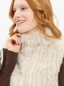 Rino & Pelle Jacken & Westen*Damen Weste aus Kunstfell - Dava ecru uni