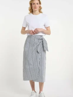 Dreimaster Röcke*Damen Wickelrock blau gestreift