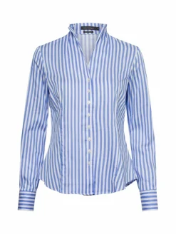 Franco Callegari Blusen*Damenbluse hellblau weiß gestreift