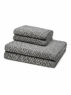 Möve Heimtextilien*Handtuchset 4-teilig - Brooklyn schwarz strukturiert