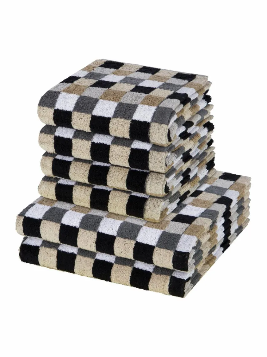 Cawö Heimtextilien*Handtuchset 6-teilig - Lifestyle grau kariert