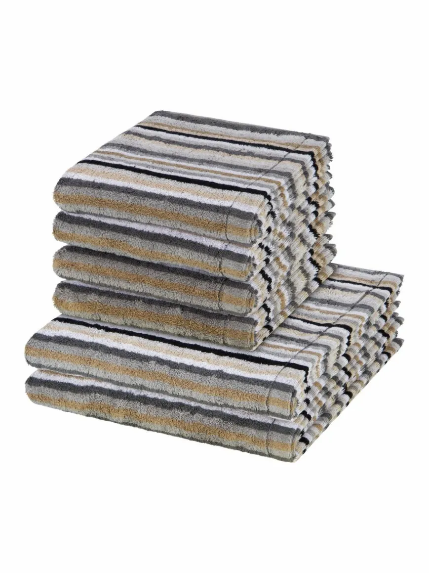 Cawö Heimtextilien*Handtuchset 6-teilig - Lifestyle grau gestreift