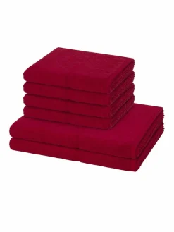 Möve Heimtextilien*Handtuchset 6-teilig - Pearl rot uni