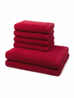 Möve Heimtextilien*Handtuchset 6-teilig - Superwuschel rot uni