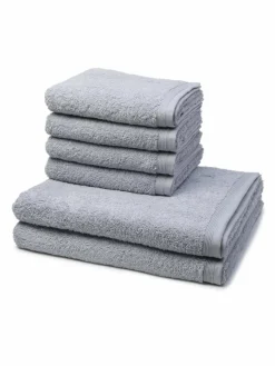 Möve Heimtextilien*Handtuchset 6-teilig - Superwuschel hellgrau grau uni