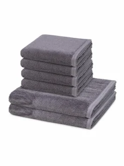 Vossen Heimtextilien*Handtuchset 6-teilig - Vegan Life grau uni