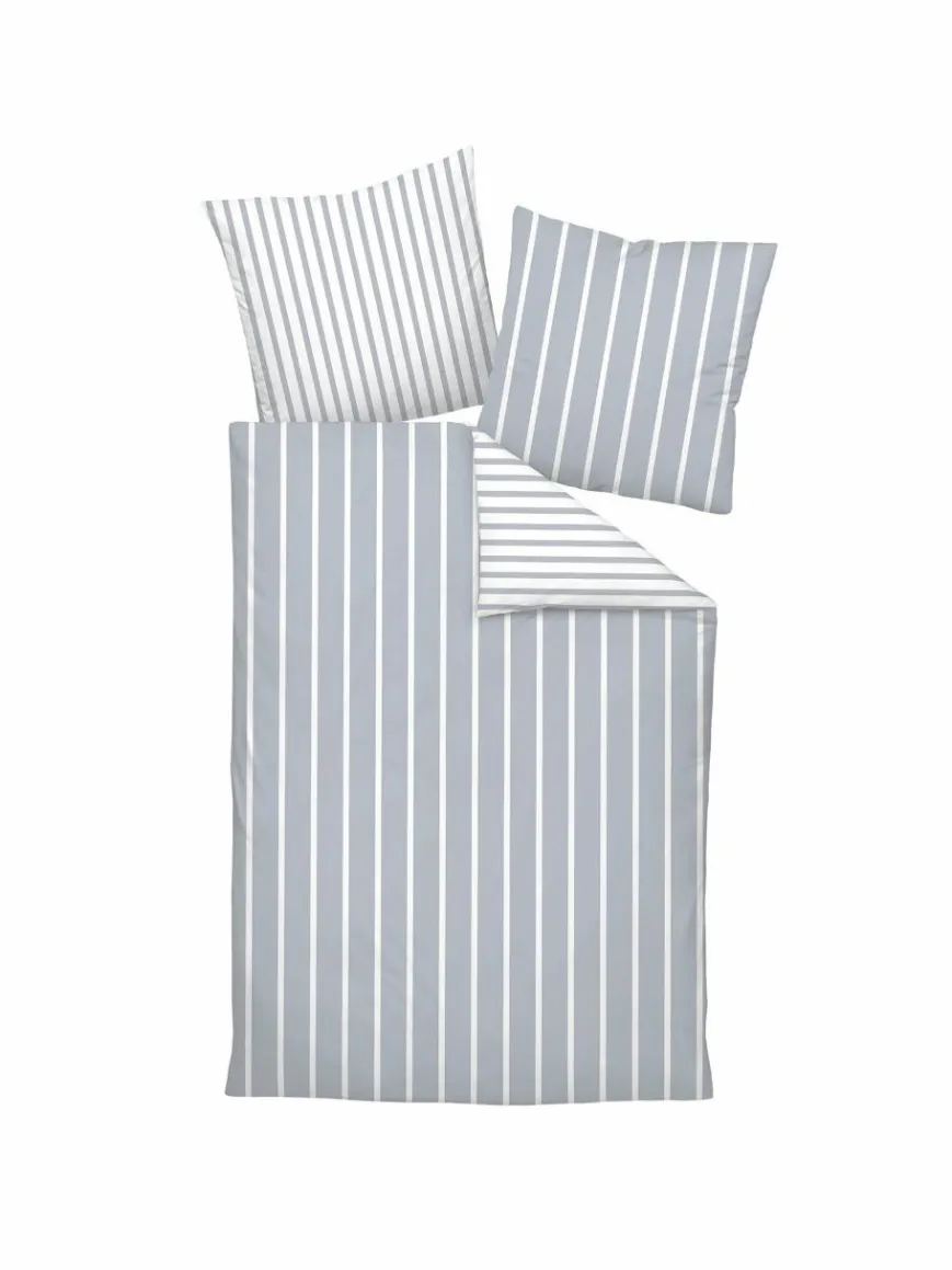 Janine Heimtextilien*Unisex Bettwäsche 1er Pack weiß gestreift