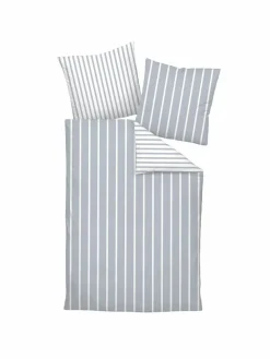 Janine Heimtextilien*Unisex Bettwäsche 1er Pack weiß gestreift