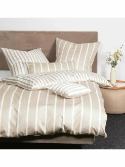 Janine Heimtextilien*Unisex Bettwäsche 1er Pack weiß gestreift