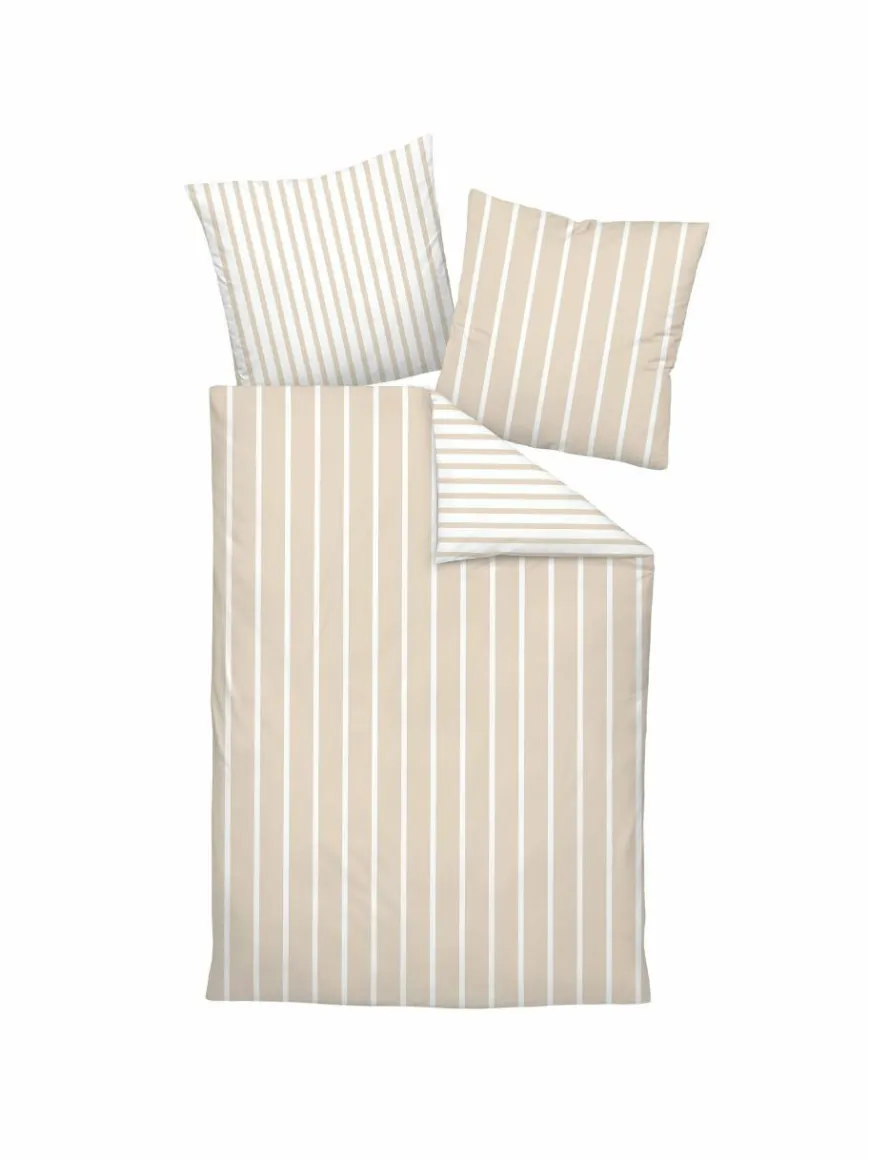 Janine Heimtextilien*Unisex Bettwäsche 1er Pack weiß gestreift