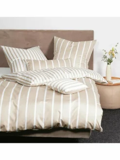 Janine Heimtextilien*Unisex Bettwäsche 1er Pack weiß gestreift