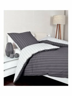 Janine Heimtextilien*Unisex Bettwäsche 1er Pack grau gemustert