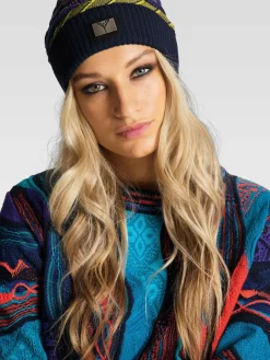 Carlo Colucci Mützen & Hüte*Unisex Strickmütze - Conciauro blau gemustert